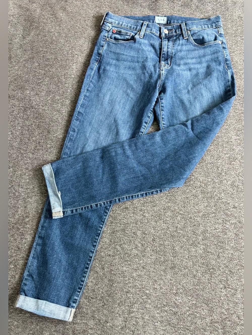 Hudson | Women's Straight Leg Blue Jeans | Denim | Cuffed | Mild Wash